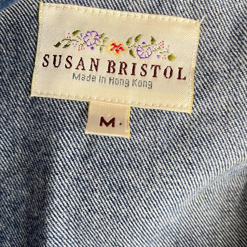 Susan Bristol Vintage Patchwork Embroidered Denim Boho Western Country Vest M - Picture 10 of 12